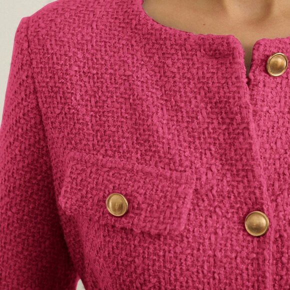 Hot Pink Elegant Women's Tweed Fabric - Picture 6 of 6